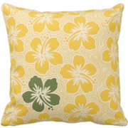 decorative pillows, island hibiscus, floral, pinstriping, flowers, Hawaiian, Hawaii, tropical