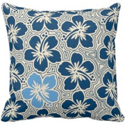 decorative pillows, island hibiscus, floral, pinstriping, flowers, Hawaiian, Hawaii, tropical