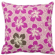 decorative pillows, island hibiscus, floral, pinstriping, flowers, Hawaiian, Hawaii, tropical