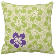 decorative pillows, island hibiscus, floral, pinstriping, flowers, Hawaiian, Hawaii, tropical