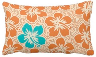 decorative pillows, island hibiscus, floral, pinstriping, flowers, Hawaiian, Hawaii, tropical