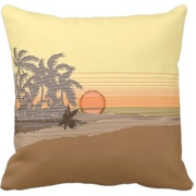 decorator pillows, big sunset, beach, surfers, surfing, Hawaii, Hawaiian, palm trees, waves, stripes, pinstripes, awning stripe