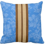 decorator pillows, sunset beach, surfboard, surfers, surfing, Hawaii, Hawaiian, stripes, koa wood, beech wood, hibiscus, pareau