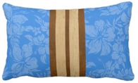 decorator pillows, sunset beach, surfboard, surfers, surfing, Hawaii, Hawaiian, stripes, koa wood, beech wood, hibiscus, pareau