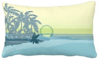 decorator pillows, big sunset, beach, surfers, surfing, Hawaii, Hawaiian, palm trees, waves, stripes, pinstripes, awning stripe