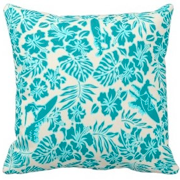 decorator pillows, surf pareau, surfboard, surfers, surfing, Hawaii, Hawaiian, awning stripes, hibiscus, leaves
