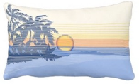 decorator pillows, big sunset, beach, surfers, surfing, Hawaii, Hawaiian, palm trees, waves, stripes, pinstripes, awning stripe